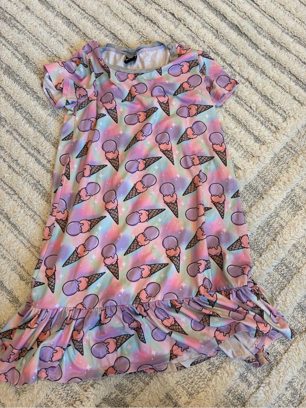 Pixielane Ice Cream Print Ruffle-Hem Dress